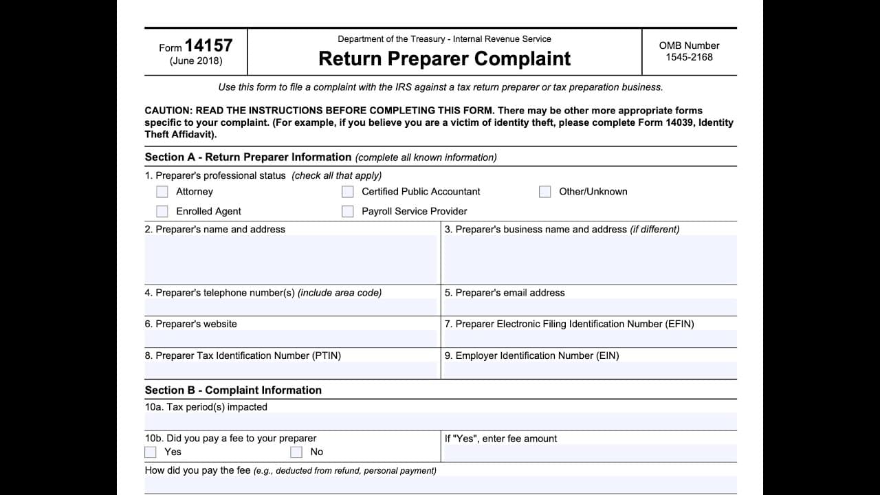 How to file a tax preparer complaint to the IRS without filing IRS Form 14157.