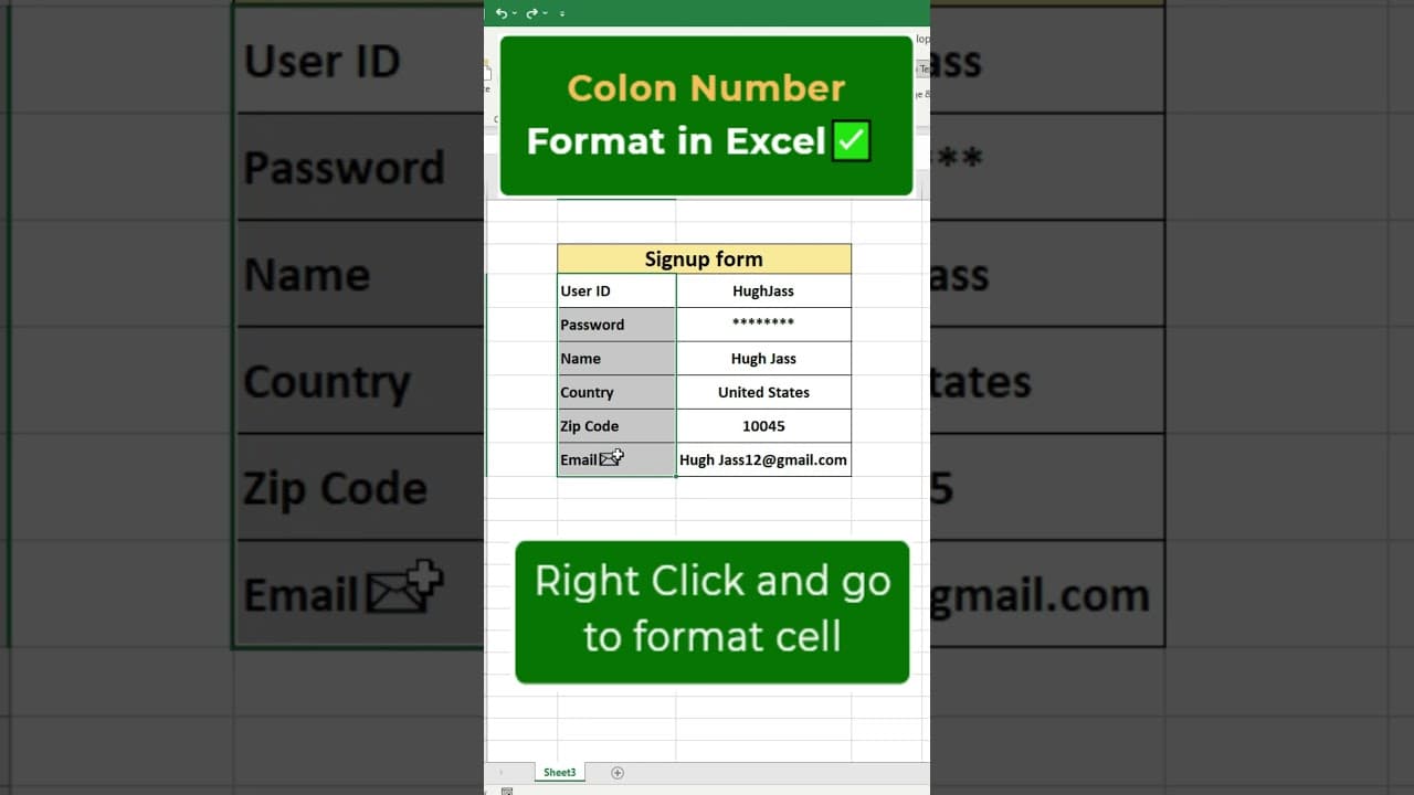 Colon Format in Excel