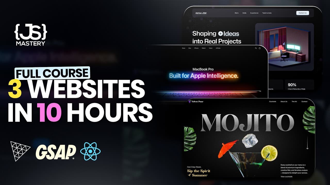 Build & Deploy 3 Stunning Animated Websites with GSAP, Three.js, and React | 10-Hour Course
