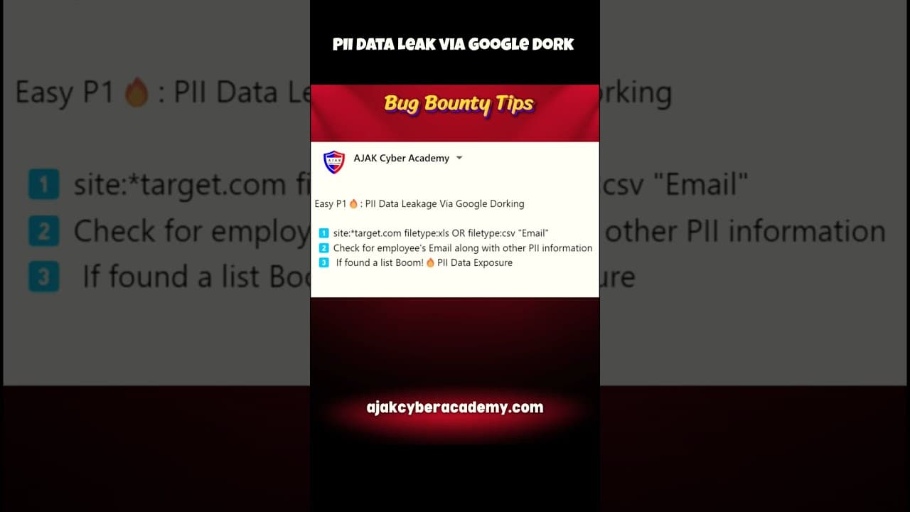 PII Data Leak via Google Dork || P1 ||Bug Bounty ||