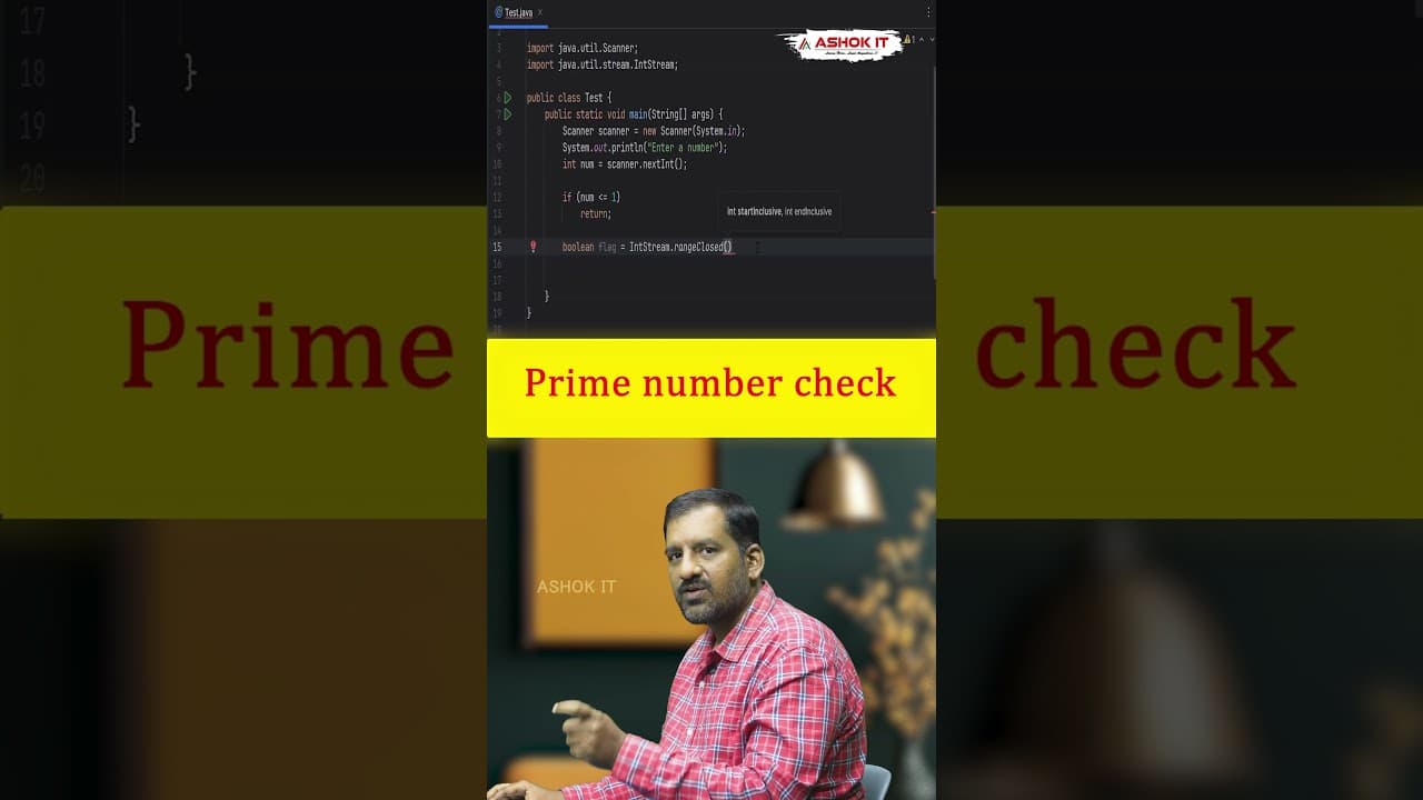 👉 How do you check if a number is prime or not using Java Stream API | Ashok IT #coding #java