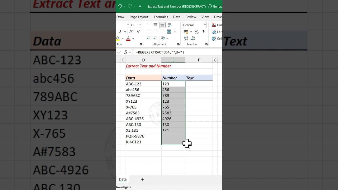 Excel Formula to extract Text and Number
