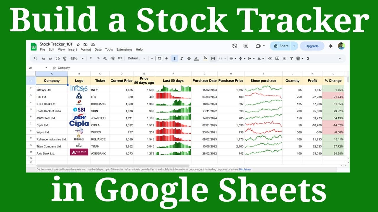 Stock Tracker in Google Sheets | Manage Portfolio