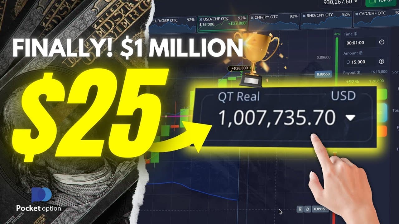 Finally hit $1,000,000 from $25 In Pocket Option | Binary Option Trading Strategy
