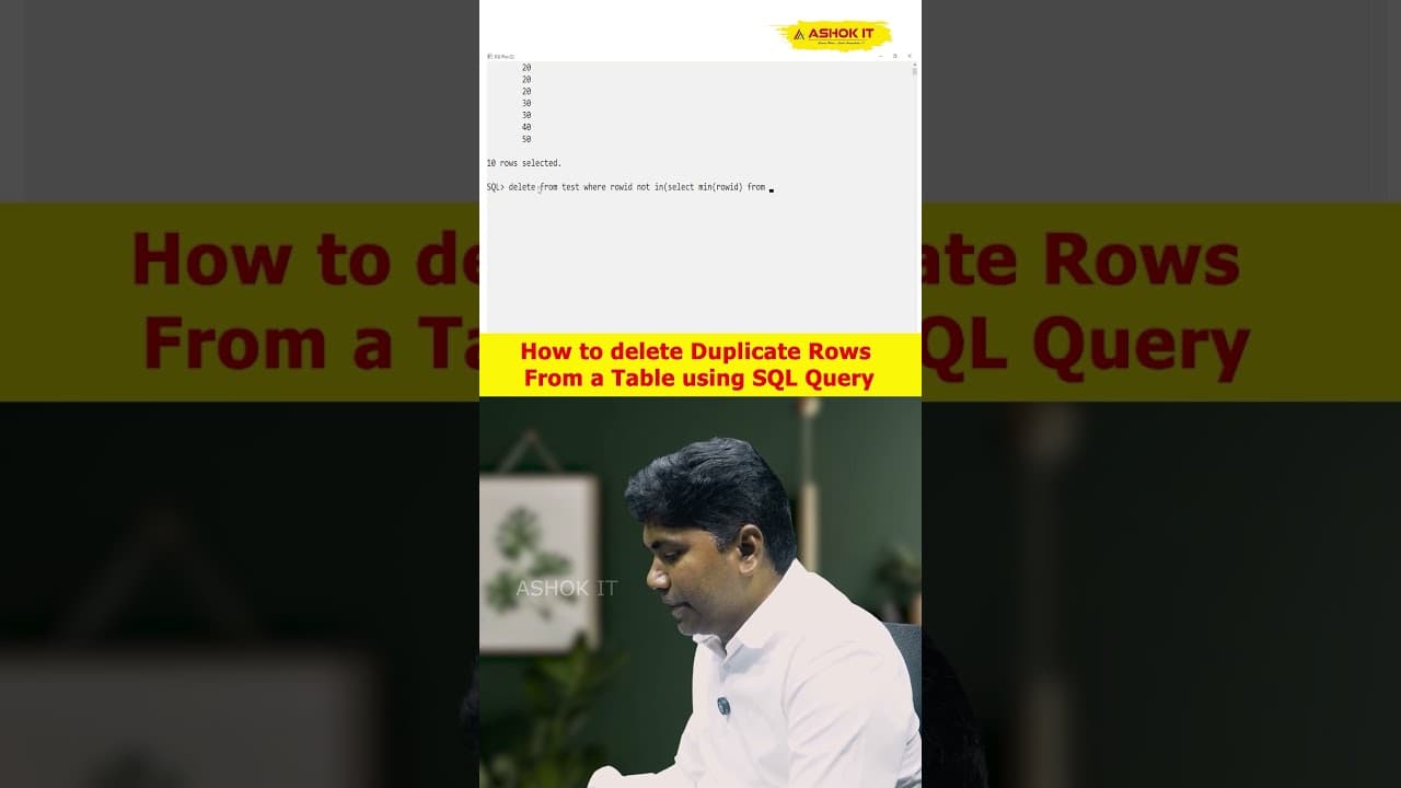 How do you delete duplicate rows from a table using SQL | Ashok IT #coding #programming #sql #java