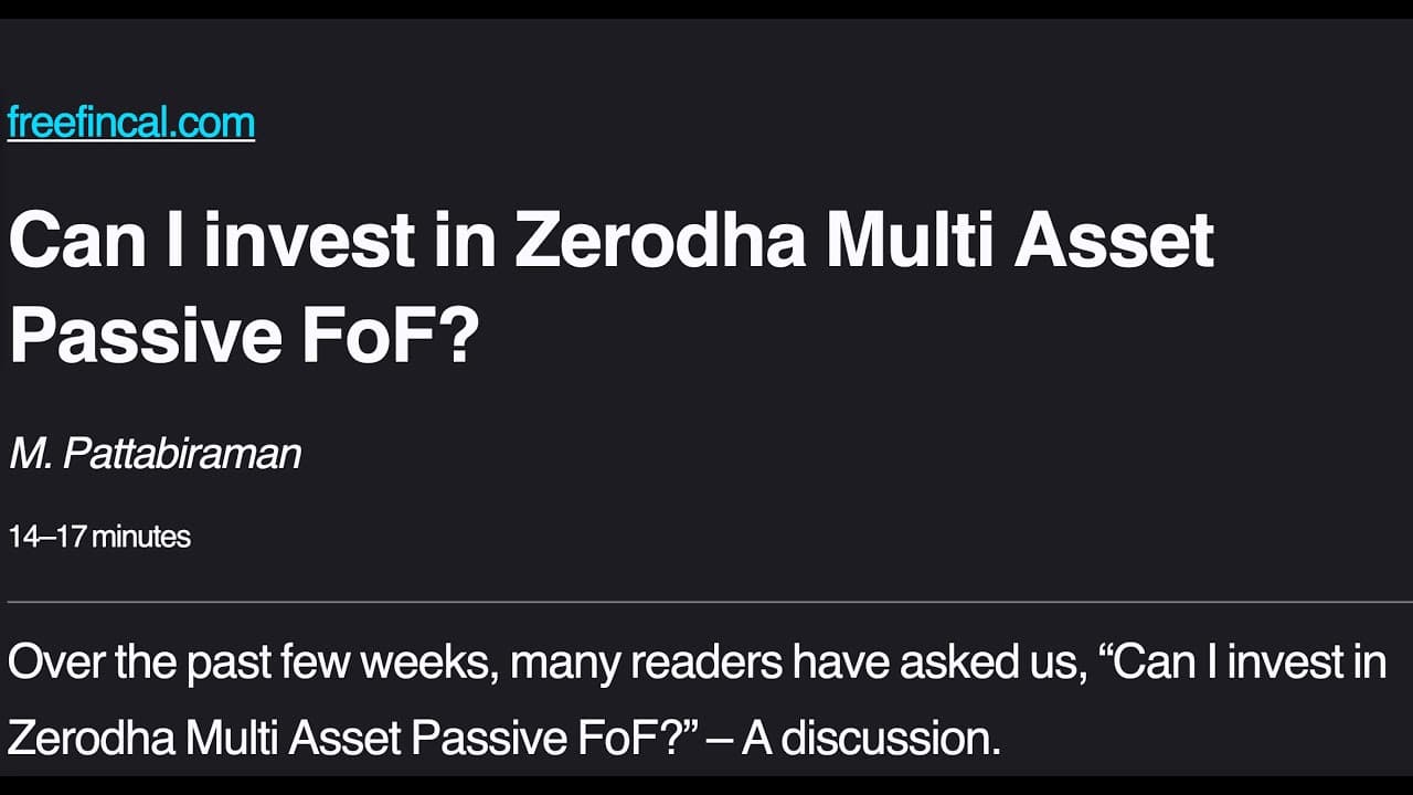 Can I invest in Zerodha Multi Asset Passive FoF?