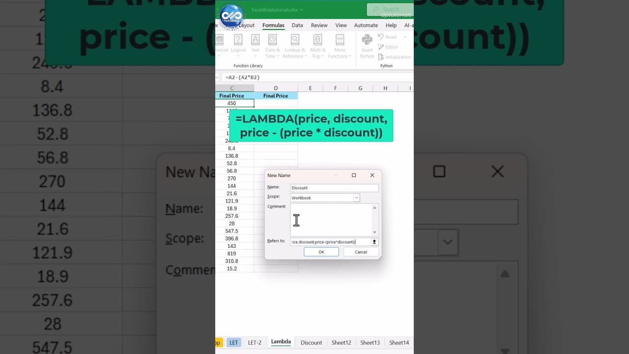 Say Goodbye to Long Formulas with LAMBDA #ExcelTips #LAMBDAFunction