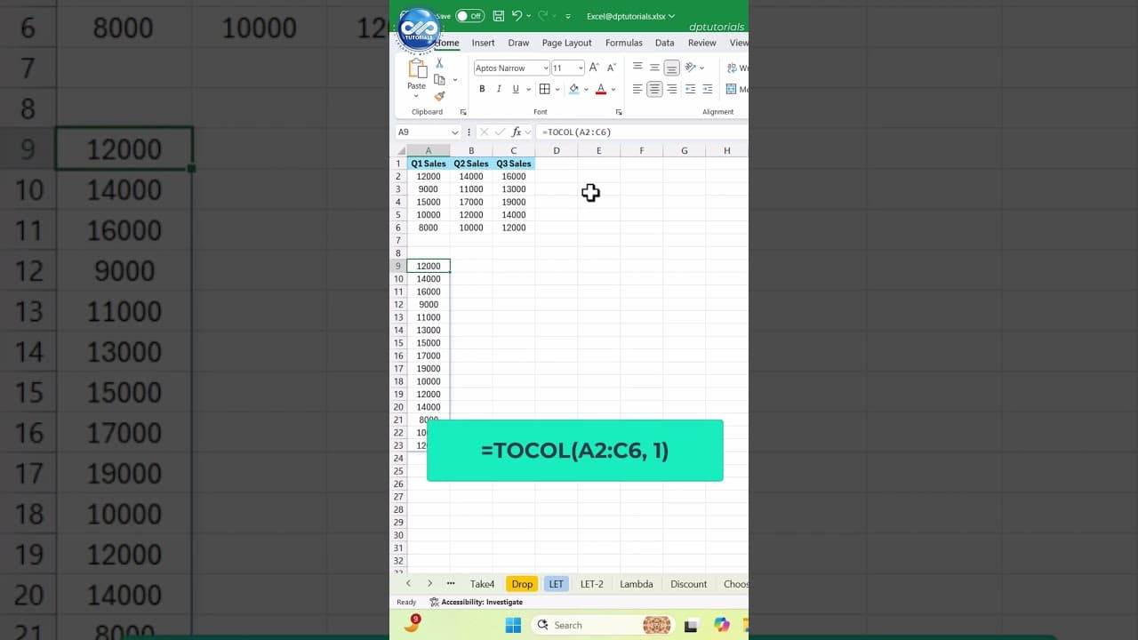 TOCOL and TOROW Functions in Excel Explained