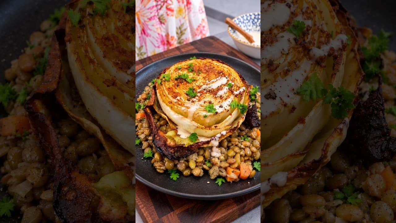 Cabbage Can Taste This Good! ๐ Vegan Cabbage Steaks with Creamy Lentils