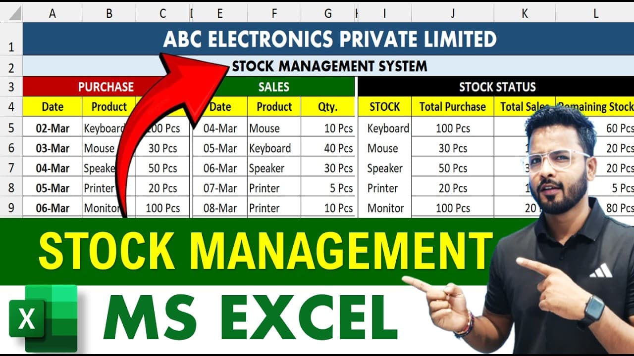 How to Maintain Stock in Microsoft Excel | stock management in excel | Data entry