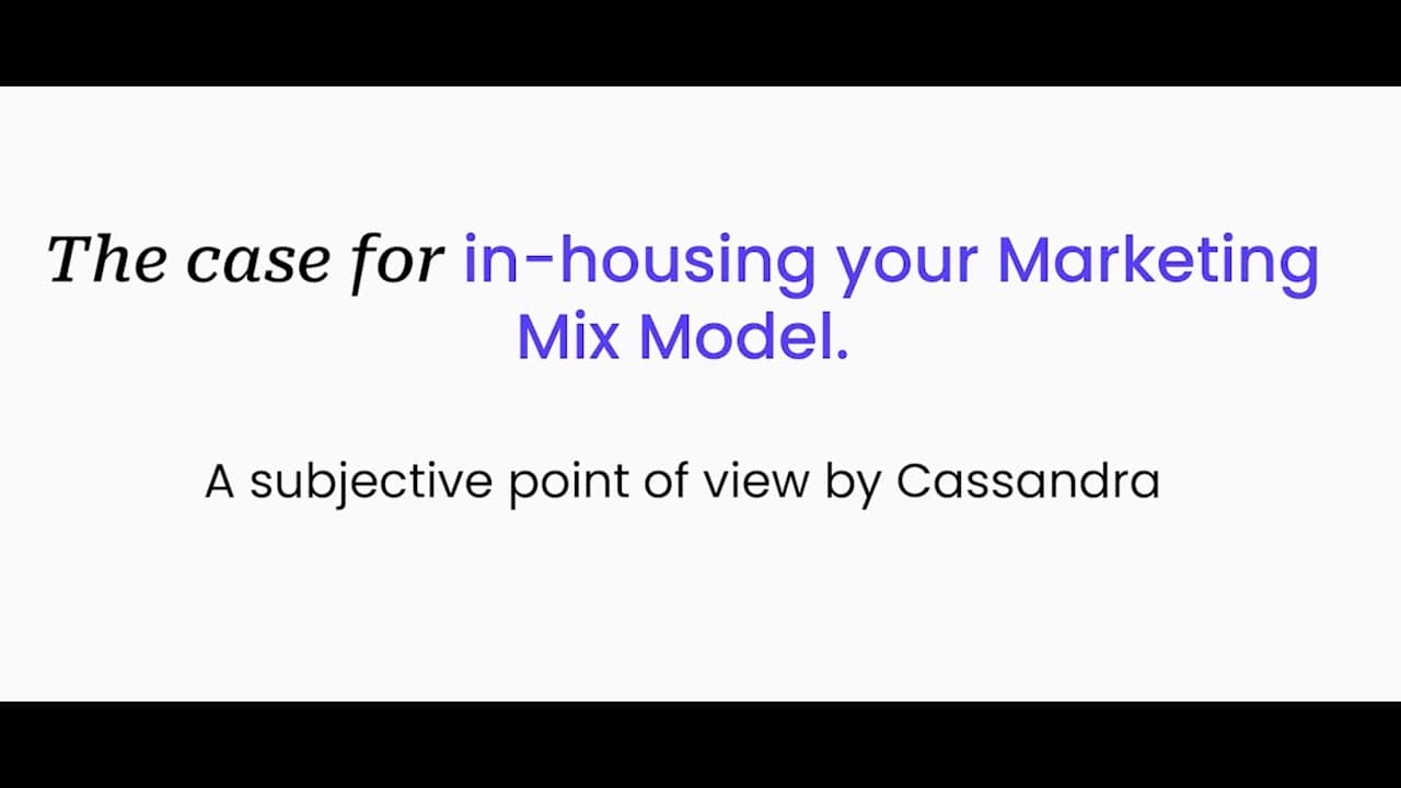 In-Housing Marketing Mix Model. The pros and cons of in-housing Marketing Mix Models.