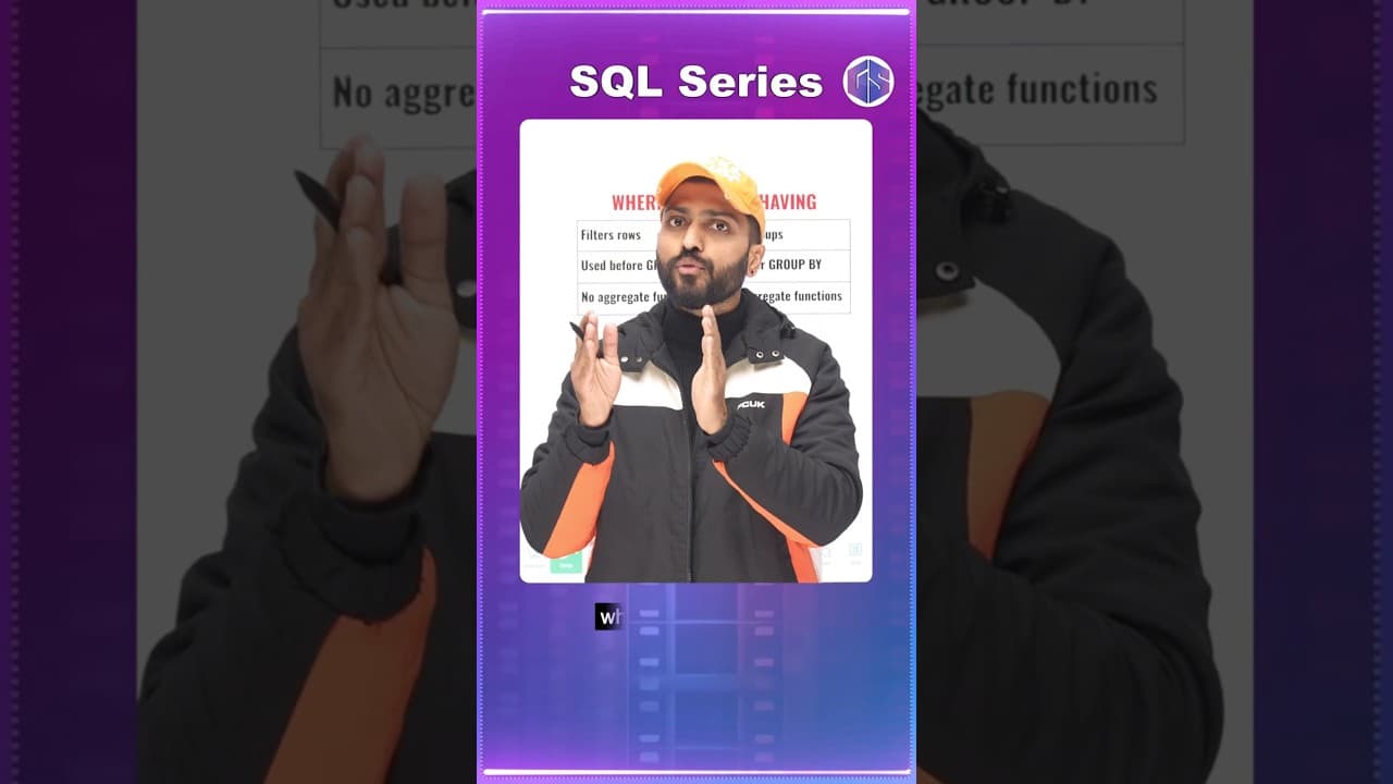 WHERE vs HAVING in #sql Explained | Quick Group‑By Tutorial
