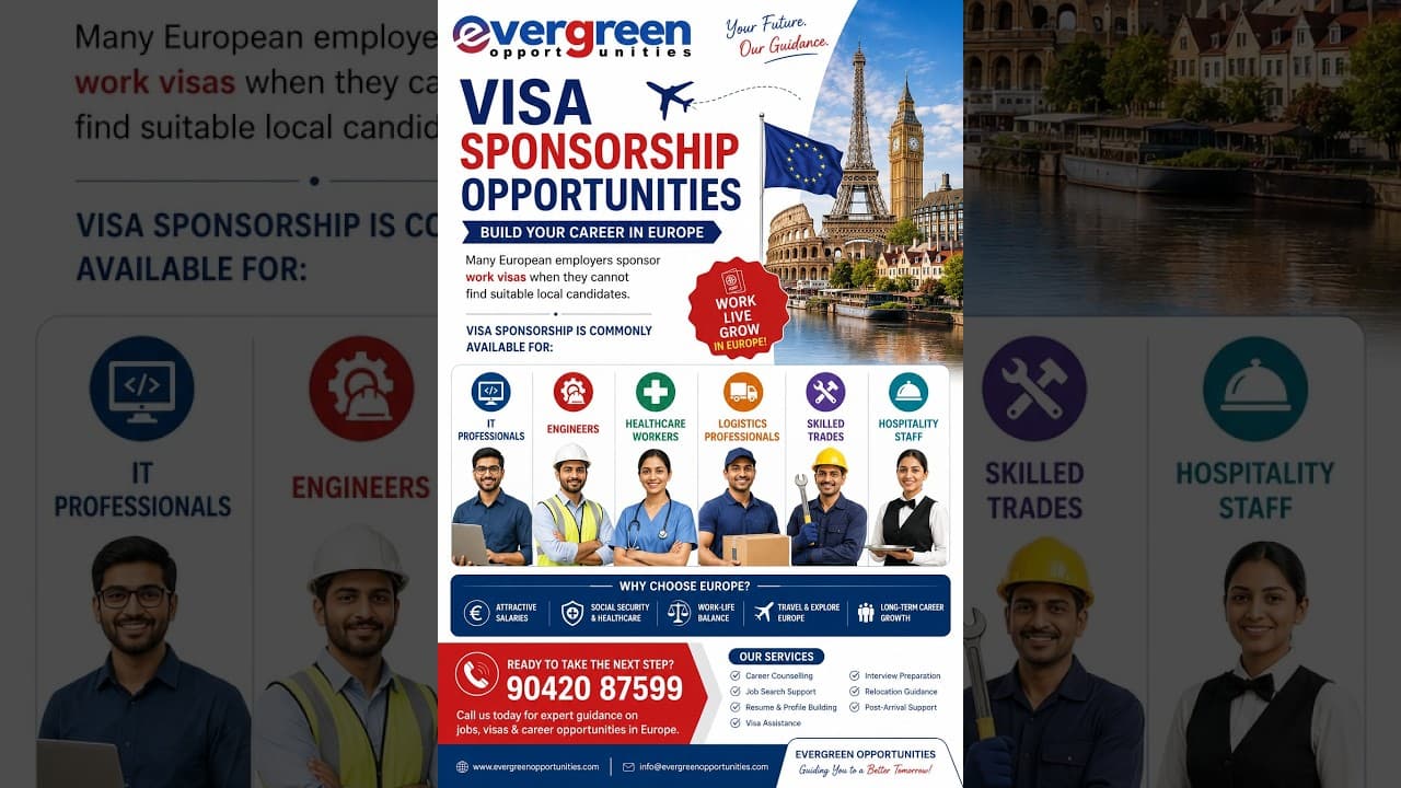 Europe Jobs 2026 || Sponsorship Jobs || Evergreen Opportunities