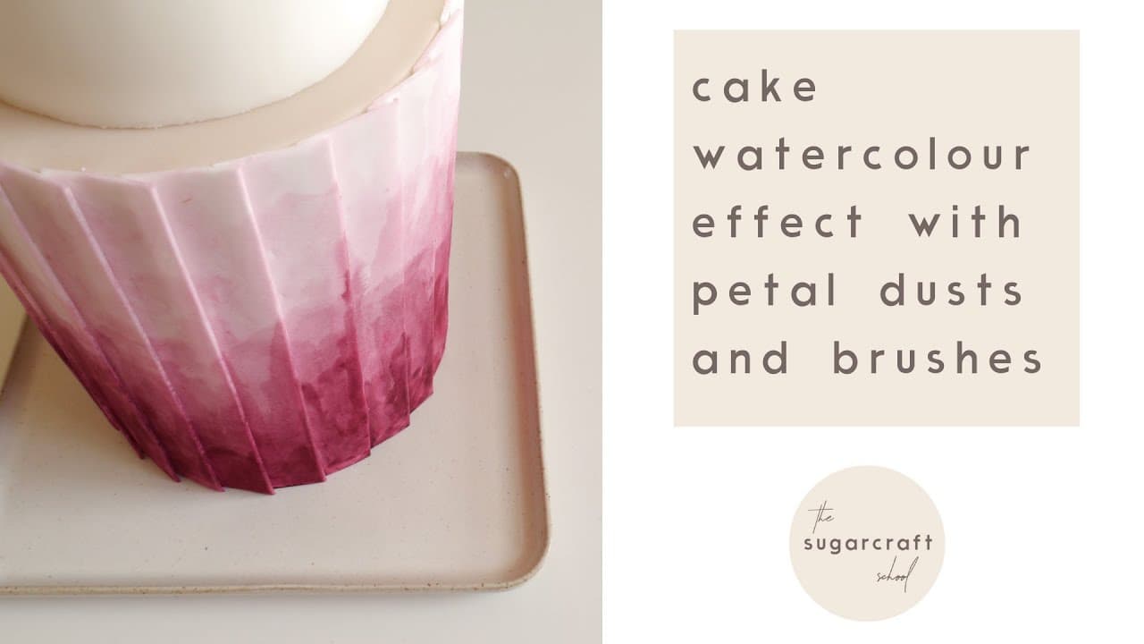 Watercolour paint effect for cakes using petal dust and brushes