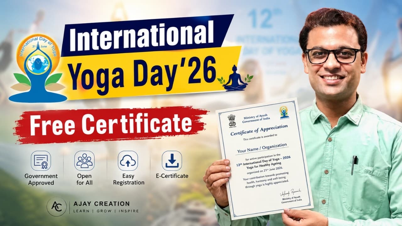 Latest! International Yoga Day FREE Certificate & Online apply