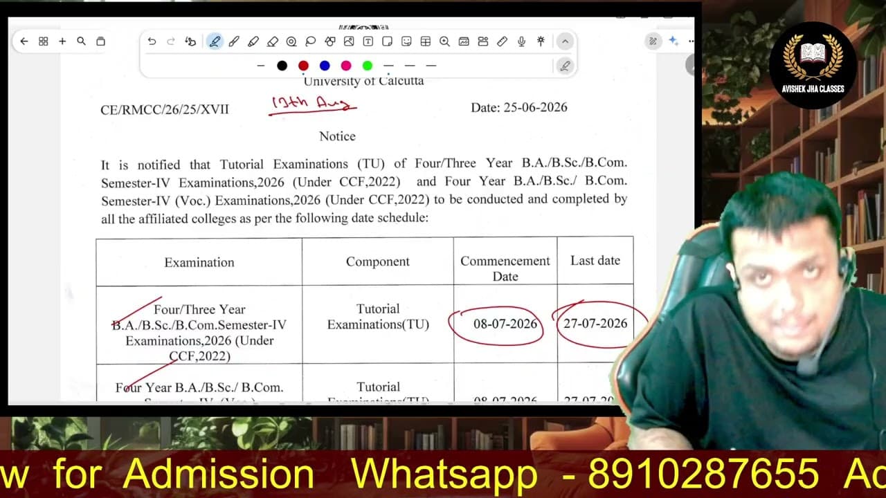 Sem-4 Exam Date and Activity Schedule | Tutorial Exams | Ba/Bcs/Bcom | Calcutta University