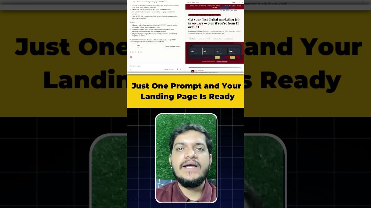 ๐ Just One Prompt and Your Landing Page Is Ready! | Subbu Digital Marketer | SDM Classes