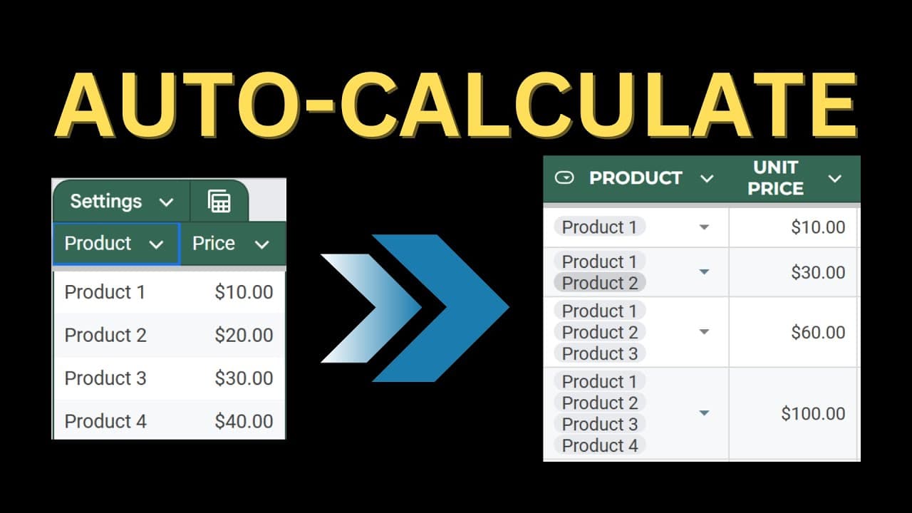 Selected Items + Rates = Instant Totals in Sheets