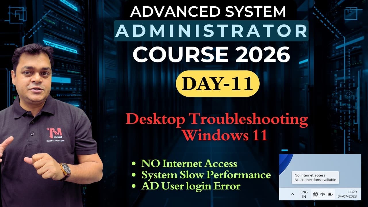 DAY-11 :Windows -11 troubleshooting like No Internet Access , Slow Performance etc.