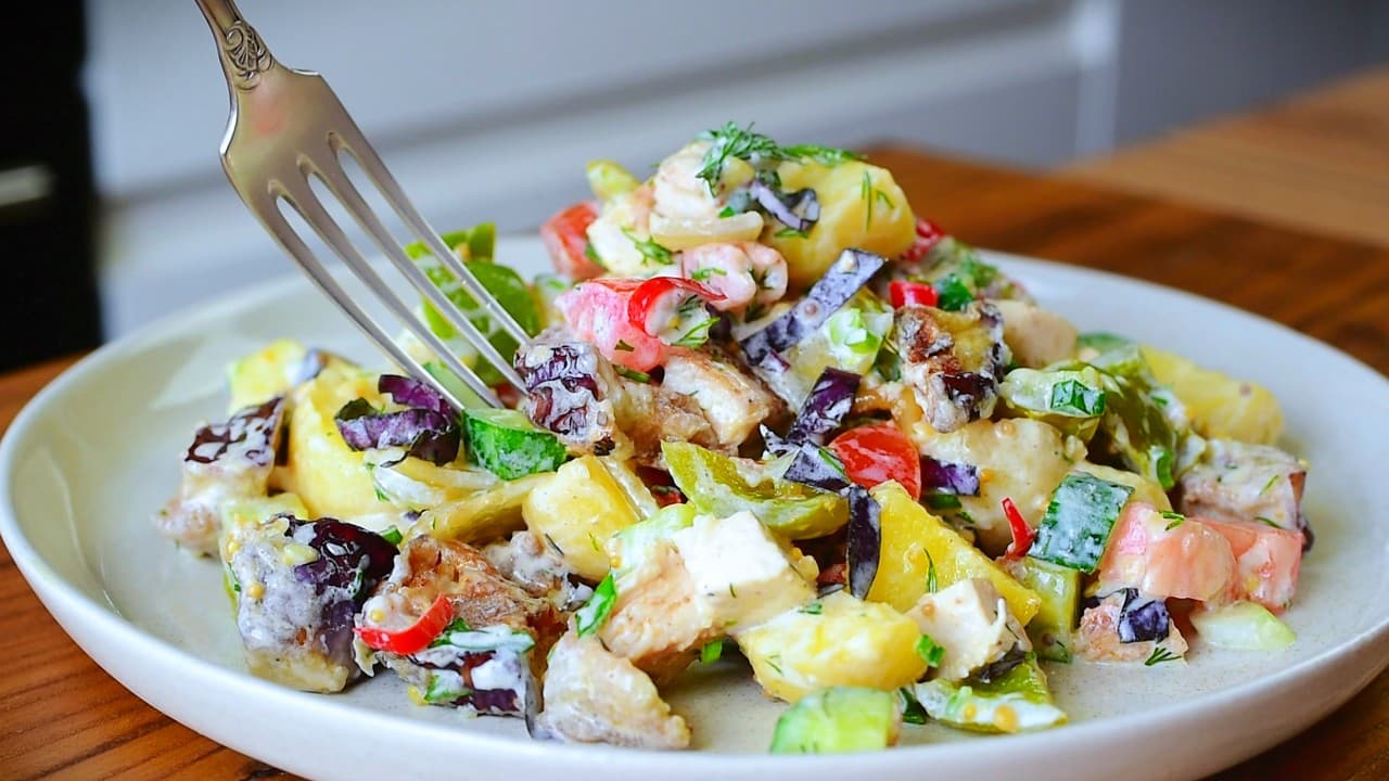 Healthy Cucumber Salad with Chicken ๐ฅ Perfect Low-Calorie Dinner!๐ฅ