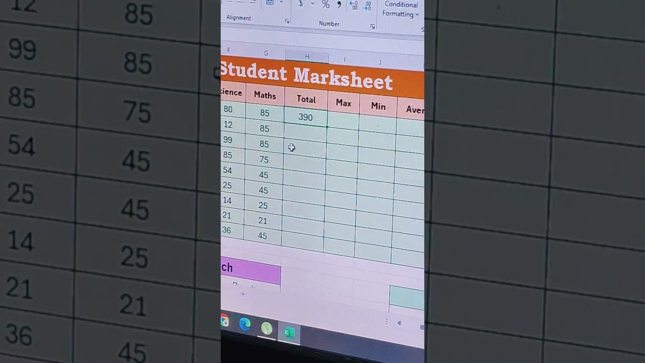 Marksheet me total kaisey find kare #excel # #exceltraining #exceltips #exceltricks