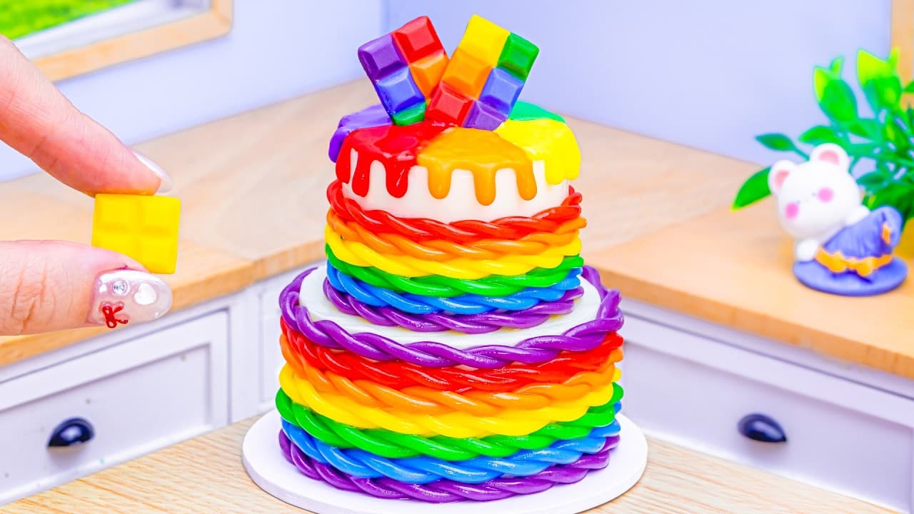 Colorful Rainbow Cake Recipe 🌈 Beautiful Yummy Miniature KITKAT\ Rainbow Cake by Lotus Cakes