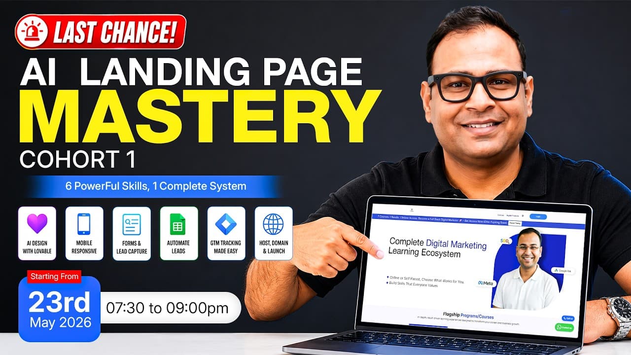 Last Day to Enrol in AI Landing Page Mastery Course starting 23rd May