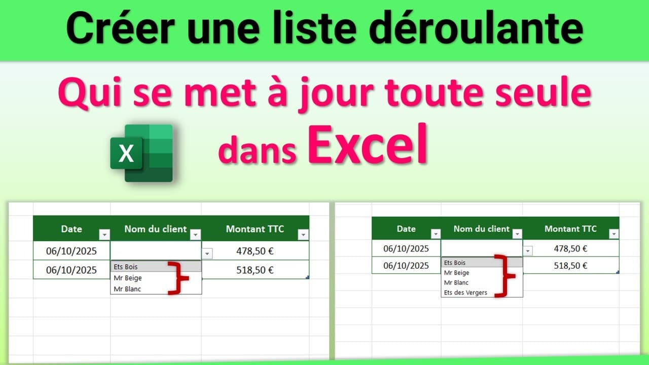 Créer une liste déroulante qui se met à jour toute seule dans Excel