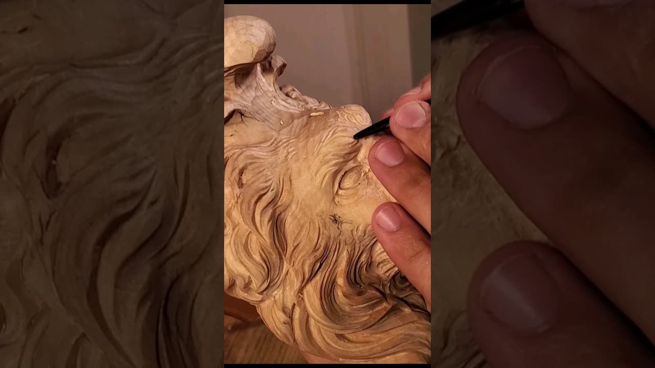 carving a lion sculpture from wood .Pt 3 #woodcarving #osc #sculpture #lion #carving