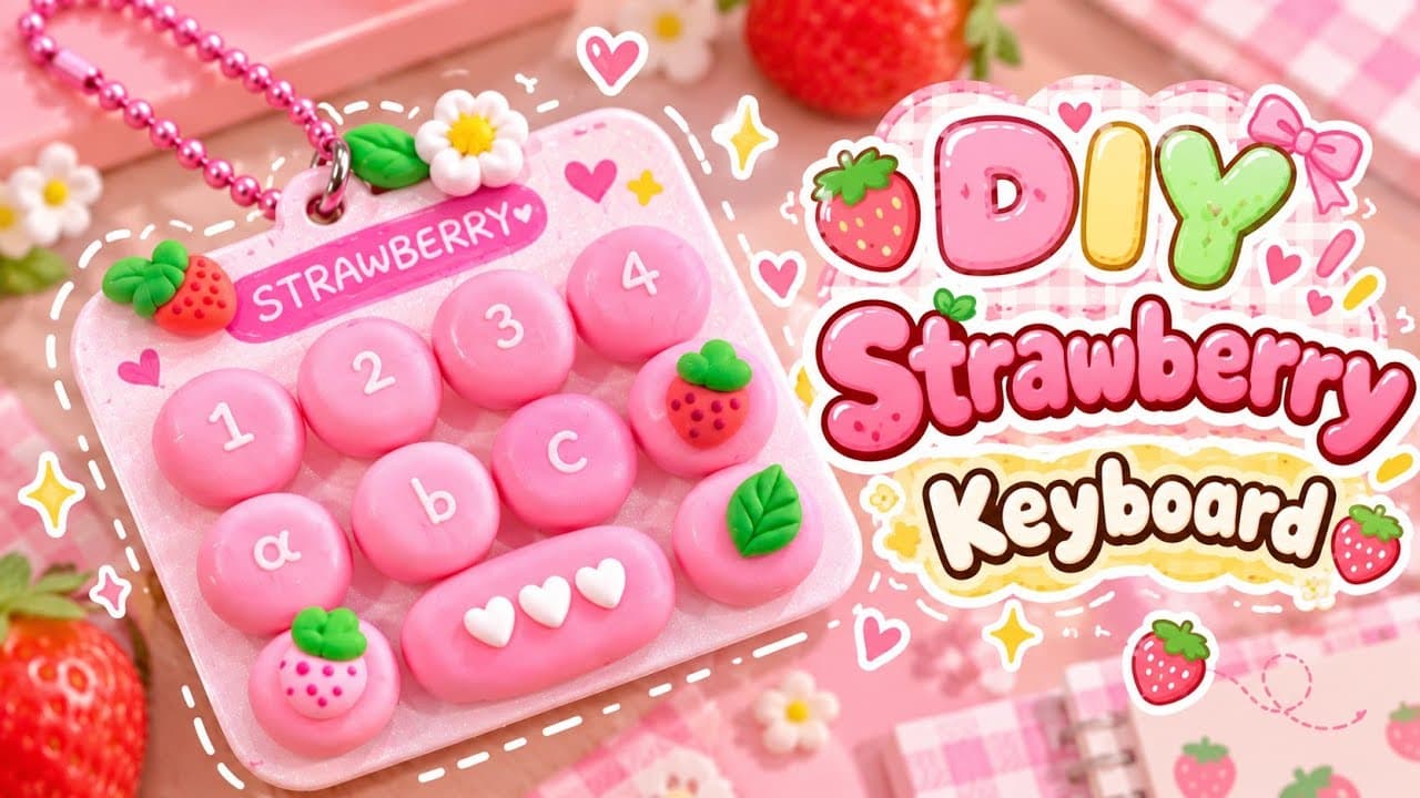 How to make a Cute Strawberry Keyboard at home✨ Easy crafts to do when you're bored /DIY/Paper Craft