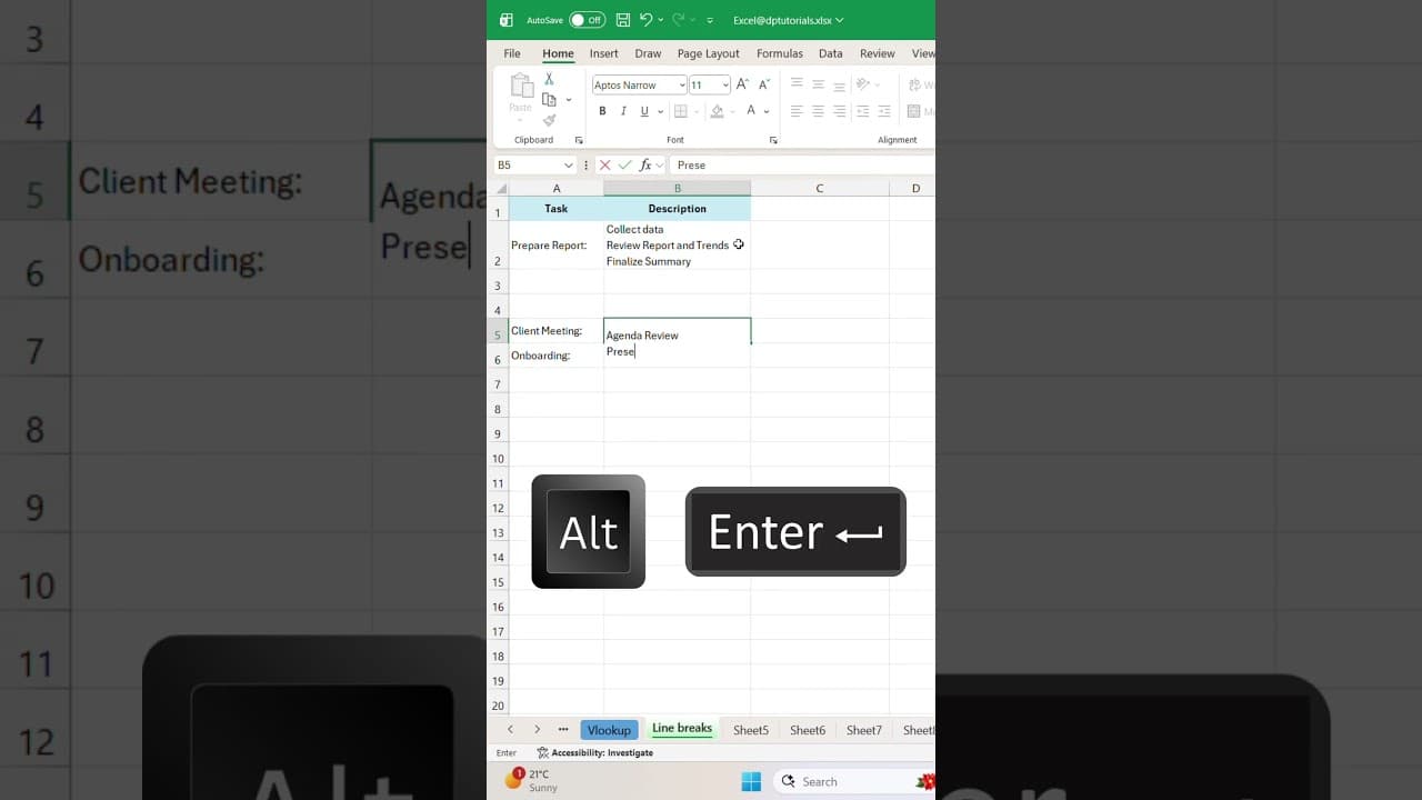 Write Multiple Lines in One Excel Cell Alt + Enter Trick