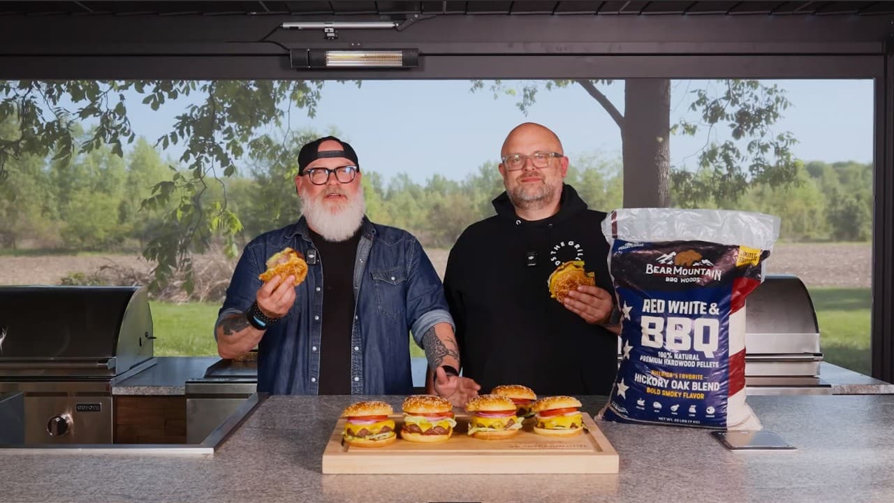 Backyard Dad Burger Upgraded - Father's Day Red, White & BBQ pellets with Grill Dads