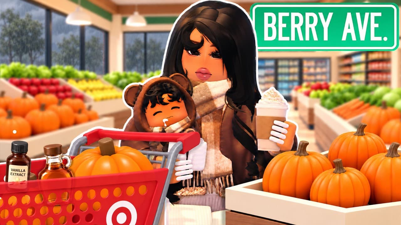 MAKING A PUMPKIN SPICE LATTE WITH BABY! COZY RAINY FALL DAY GROCERY SHOPPING *VOICED* BERRY AVE