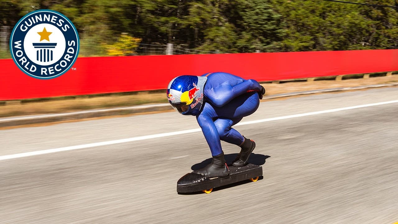Fastest Skateboard Speed Downhill w/ Red Bull | Guinness World Records