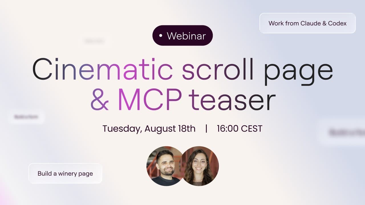 Generate a cinematic scroll page + Elementor MCP teaser | Webinar with Roi & Ronnie