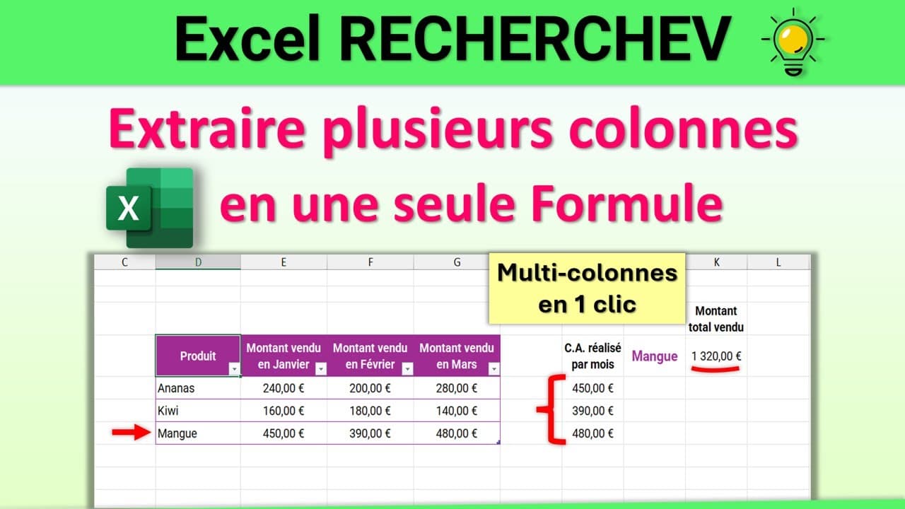 Excel RECHERCHEV : Extraire Plusieurs Colonnes en Une Seule Formule (Astuce Incontournable)