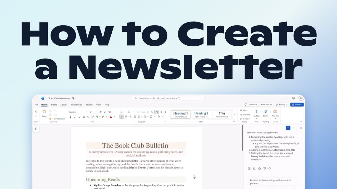 How to Create a Newsletter with Copilot in Word | Microsoft 365