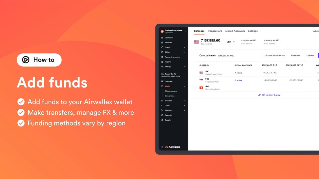 How to Add Funds to Your Airwallex Wallet