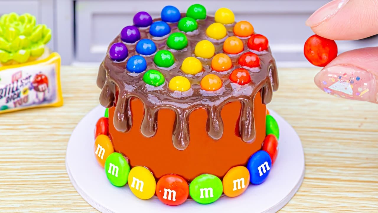 Colorful Rainbow Cake Recipe 🌈 Beautiful Yummy Miniature M&M Rainbow Cake by Lotus Cakes